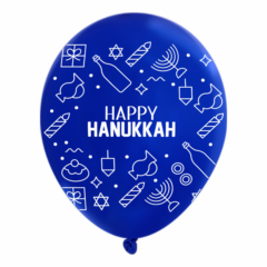 Standard Latex Wrap Balloons – 11″ - 11WRP-STDT_Happy Hanukkah