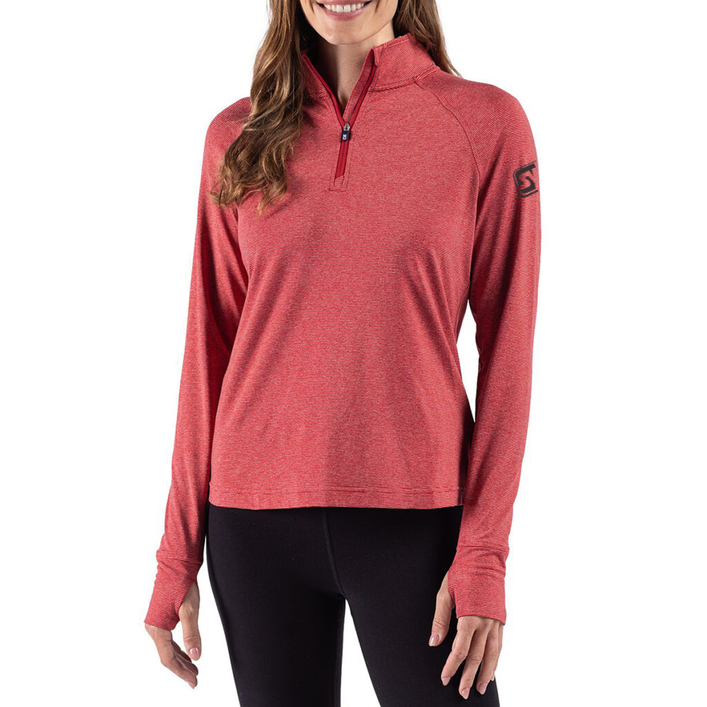Cutter & Buck Adapt Recycled Soft Knit Stripe Women’s Quarter Zip Pullover - LCK00235_CRH_PRO_HG