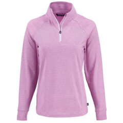 Cutter & Buck Adapt Recycled Soft Knit Stripe Women’s Quarter Zip Pullover - LCK00235_GHWH_MANN_HG