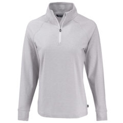 Cutter & Buck Adapt Recycled Soft Knit Stripe Women’s Quarter Zip Pullover - LCK00235_PHWH_MANN_HG