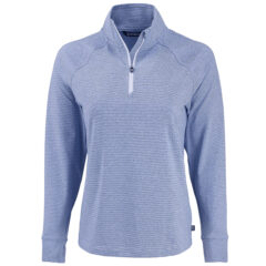 Cutter & Buck Adapt Recycled Soft Knit Stripe Women’s Quarter Zip Pullover - LCK00235_THWH_MANN_HG