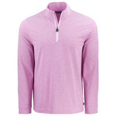 Cutter & Buck Adapt Recycled Soft Knit Stripe Men’s Quarter Zip Pullover - MCK01379_GHWH_MANN_HG