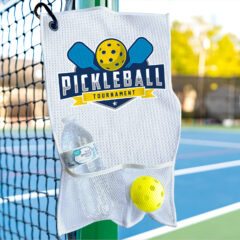 Pickle Pocket Waffle Towel - Recreational sport of pickleball court in Michigan USA looking