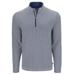 Cutter & Buck Forge Recycled Double Stripe Four-Way Stretch Men’s Quarter Zip Pullover - MCK01383_NVBW_MANN_HG